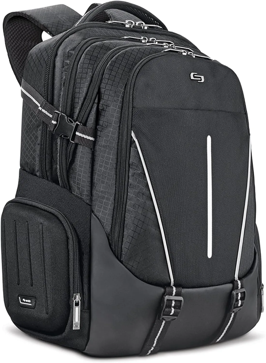 Rival 17.3 Inch Laptop Backpack with Hardshell Side Pockets, Black