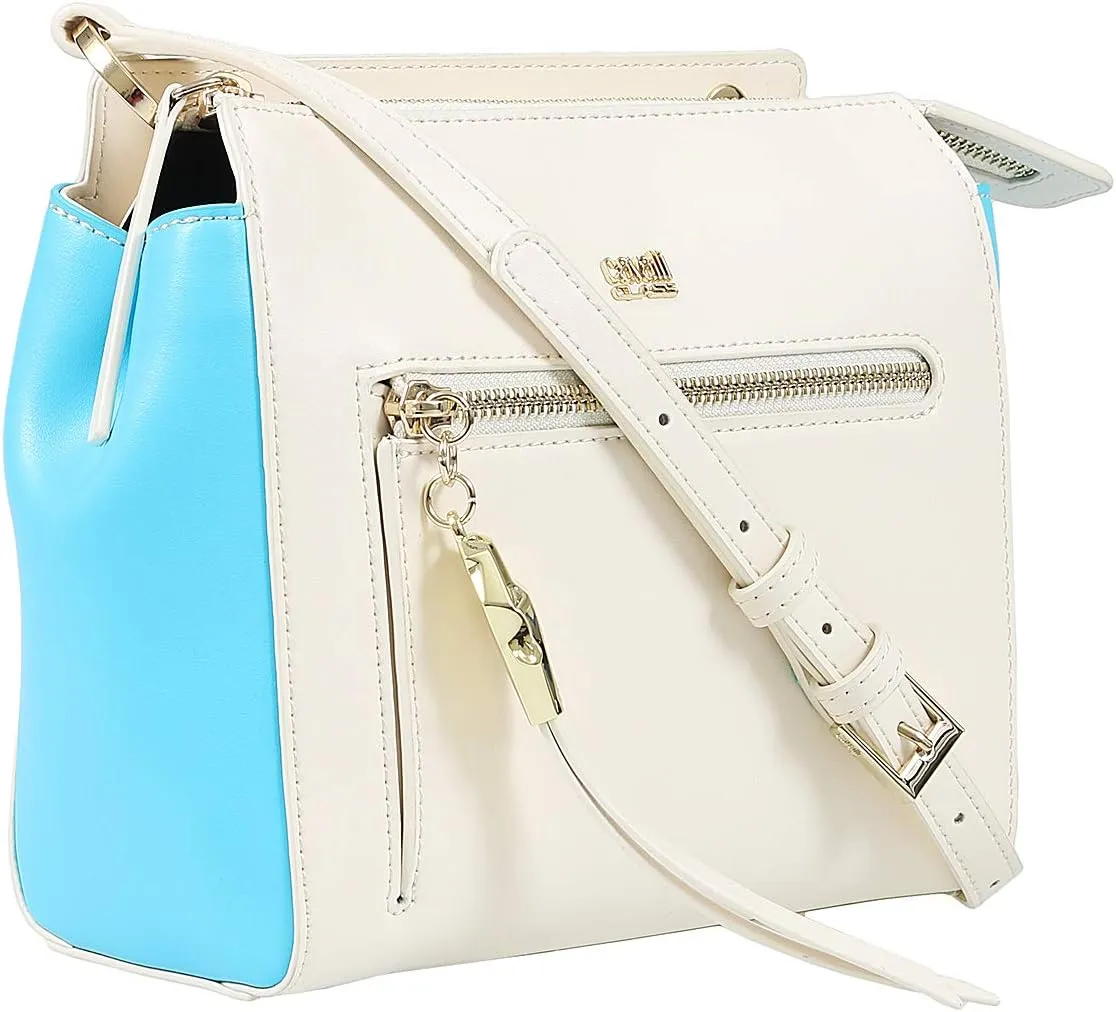 ROBERTO CAVALLI Class GWLPD4 T37 Brigitte 00 Ivory/Blue Small Shoulder Bag for womens