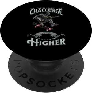 Robot with every challenge I fly higher skateboarding PopSockets Standard PopGrip