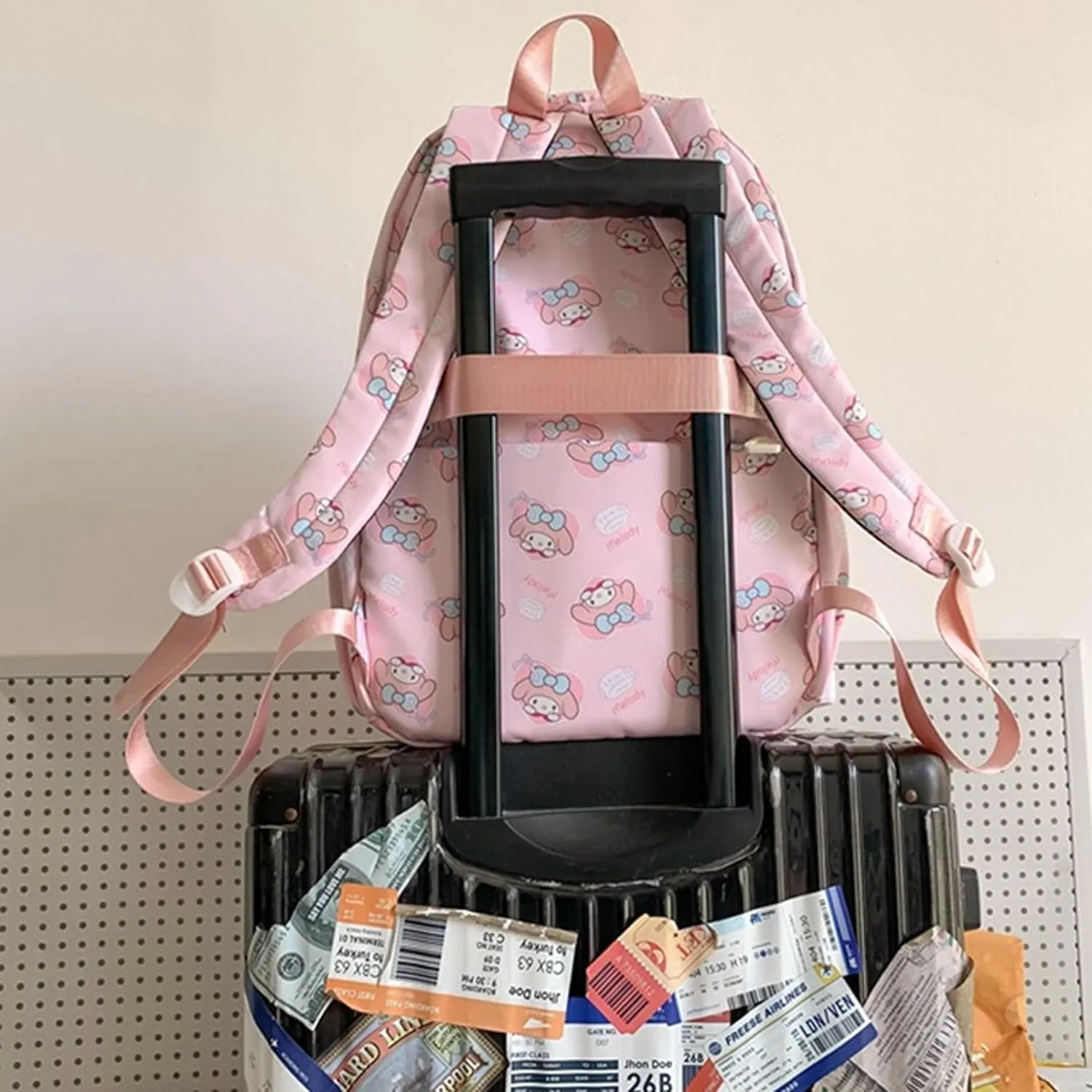 Roffatide Anime Backpack for Girls All Over Print Casual School Backpack Laptop Backpack Travel Hiking Rucksack Pink