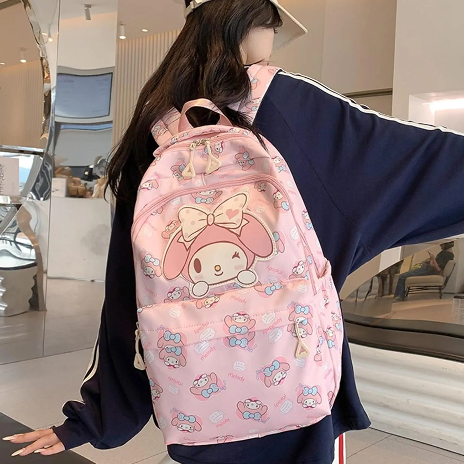 Roffatide Anime Backpack for Girls All Over Print Casual School Backpack Laptop Backpack Travel Hiking Rucksack Pink