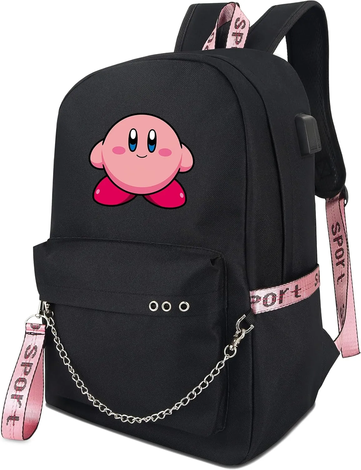 Roffatide Anime Kirby Backpack Laptop Bag Cartoon Print Casual Backpack