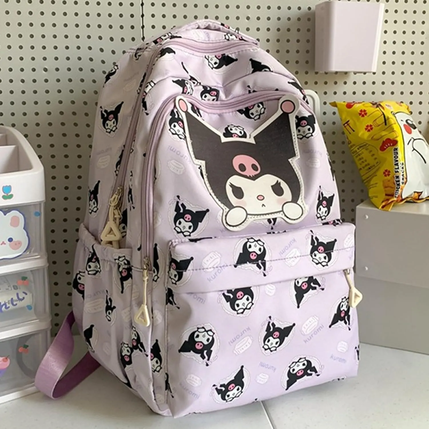 Roffatide Anime School Backpack All Over Print Casual Schoolbag Girls Laptop Backpack Travel Hiking Rucksack Purple