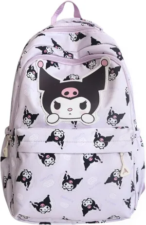 Roffatide Anime School Backpack All Over Print Casual Schoolbag Girls Laptop Backpack Travel Hiking Rucksack Purple