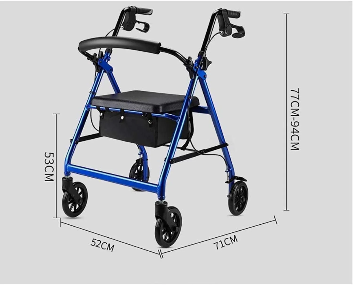 Rollator, Aluminum Foldable Walking Mobility Aid Rollator Shopping Trolley with Seat and Handbrake for Elderly Adult Walk Yearn for Better Life Thoughtful (Red)