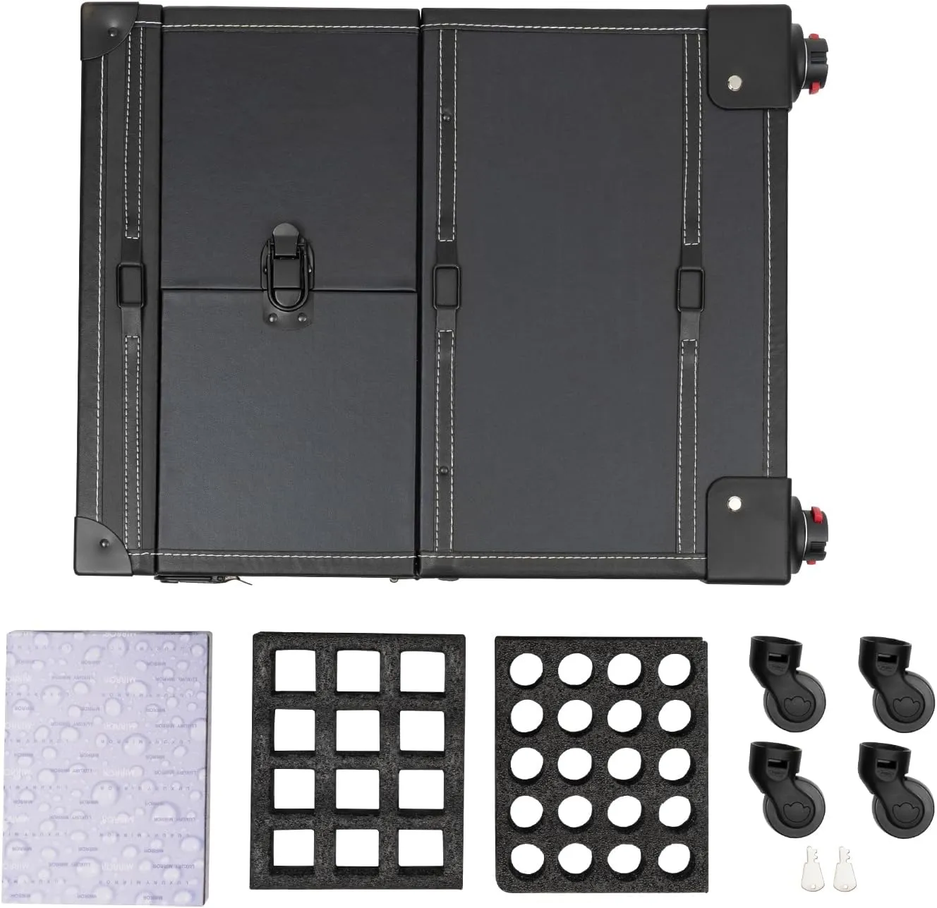 Rolling Makeup Train Case Professional Cosmetic Organizer Trolley with Drawers Compartment Nail Case Wheeled Manicure Pedicure Storage Case for Hair Stylists Makeup Artists (Black A)