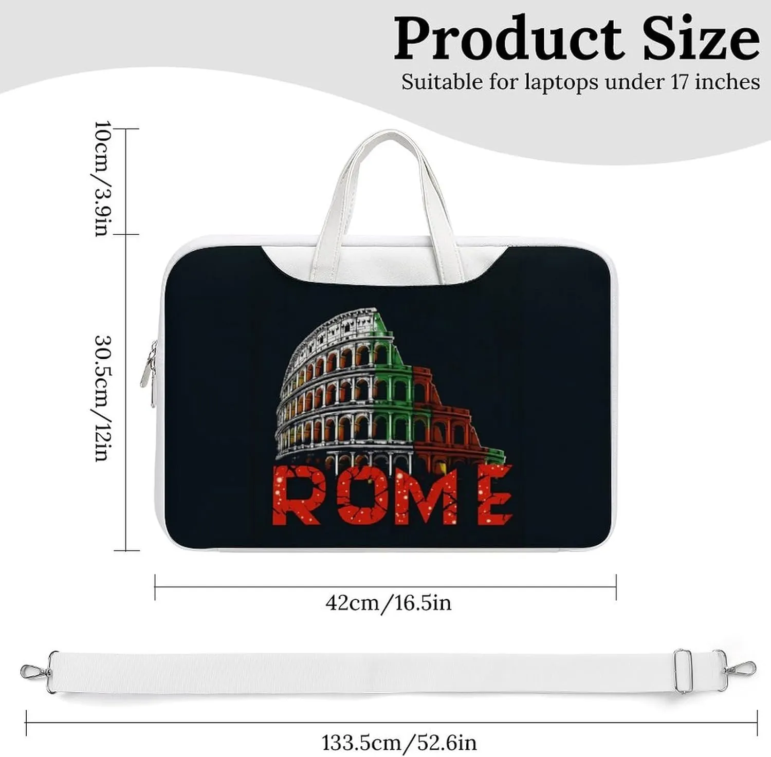 Rome Colosse-um Italy Souvenir Laptop Sleeve Bag Protective Case Handbag With Shoulder Strap for Computer 10-17 Inch