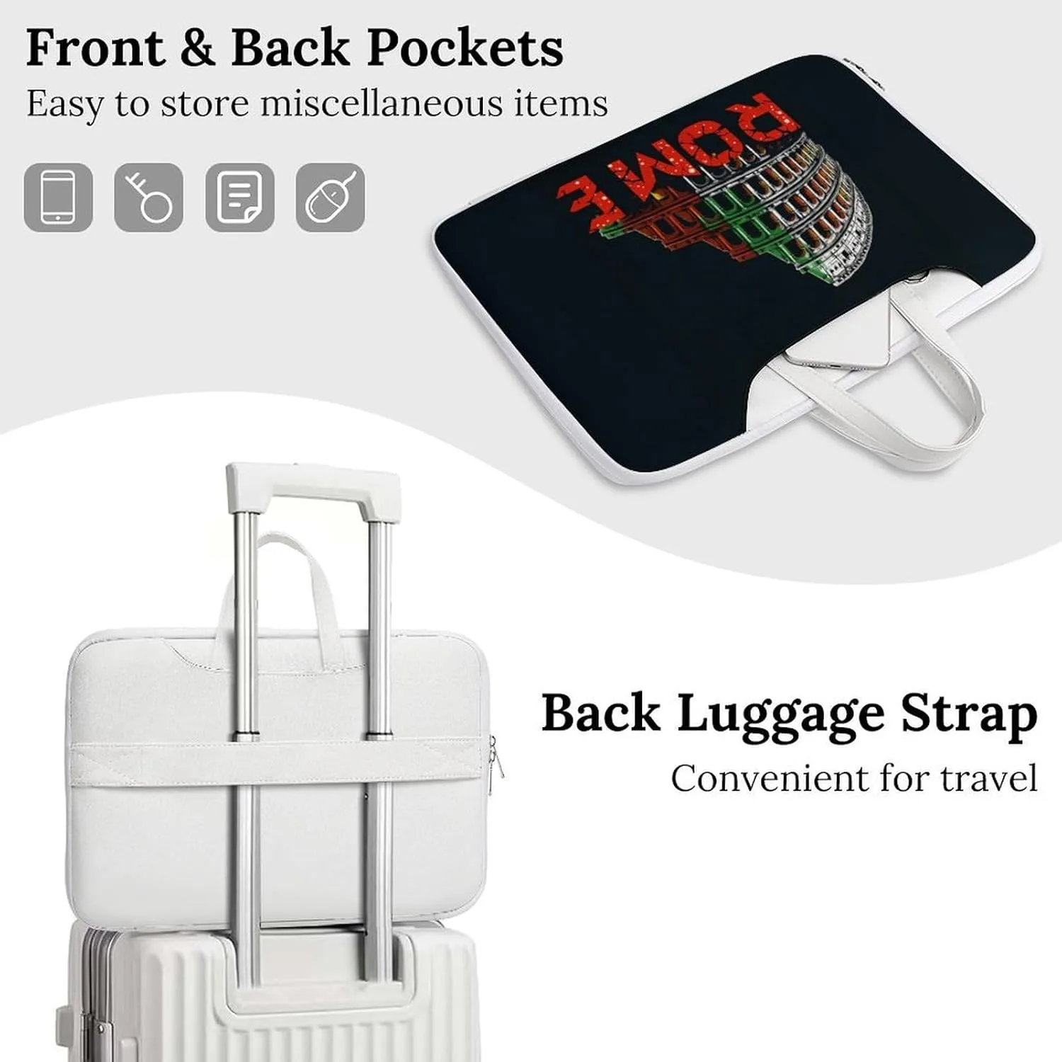 Rome Colosse-um Italy Souvenir Laptop Sleeve Bag Protective Case Handbag With Shoulder Strap for Computer 10-17 Inch