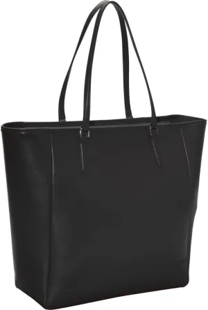 Royce Leather 24 Hour Executive Tote Bag in Saffiano Leather, Black, One Size