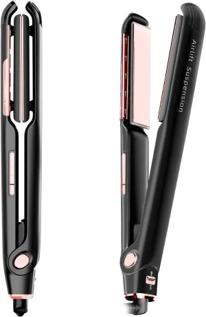 RUCHA Air Suspended Hair Straightener, 30s Fast Heating & Plasma Ionic Technology, Ceramic Flat Iron 1 Inch with Floating Plates, 2 in 1 Straightener and Curler, Frizz Control for All Hair Types