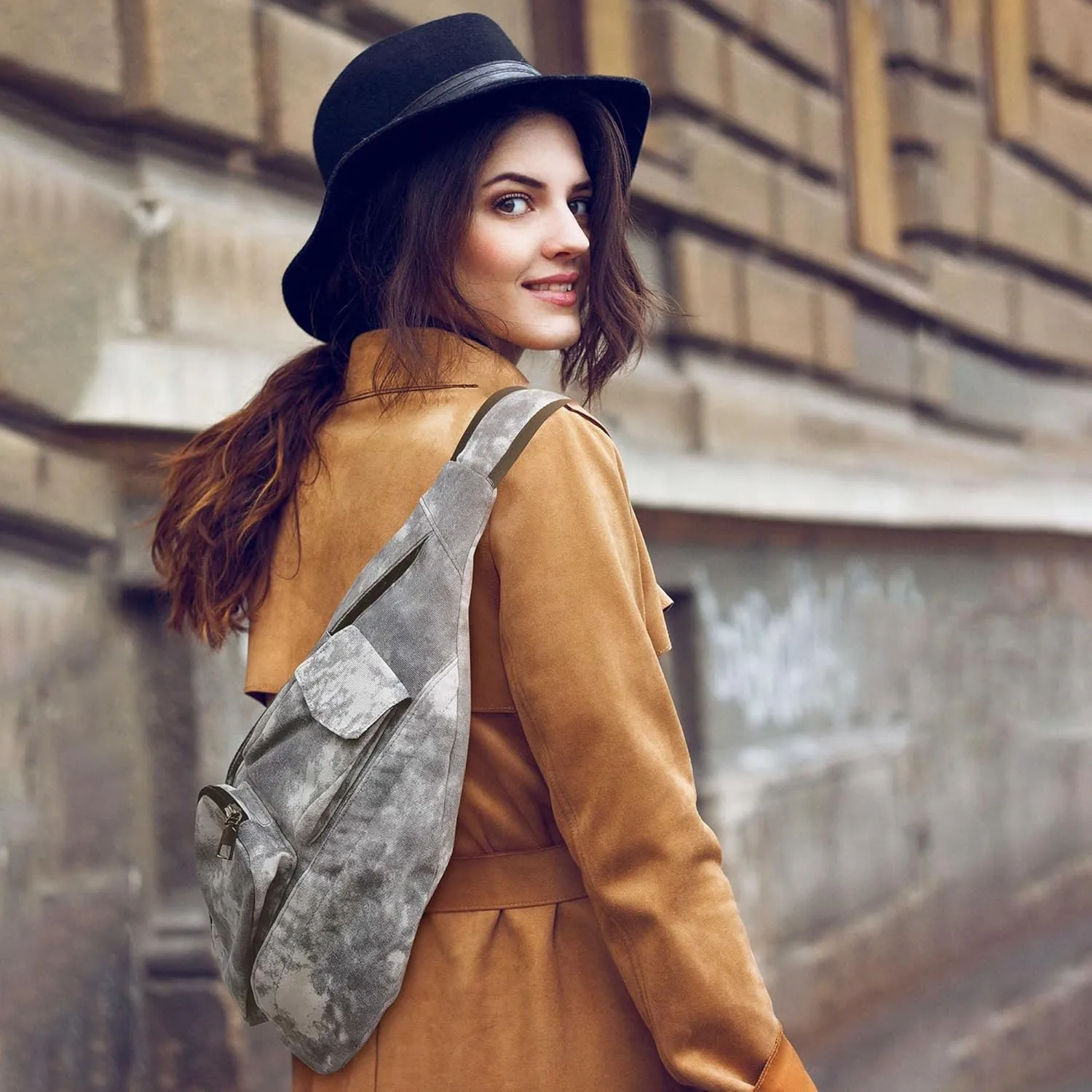 Rucksack Pickleball Bag, Anti-Theft Crossbody Sling, USB Charging Connector Port, Backpack, Moon Magic