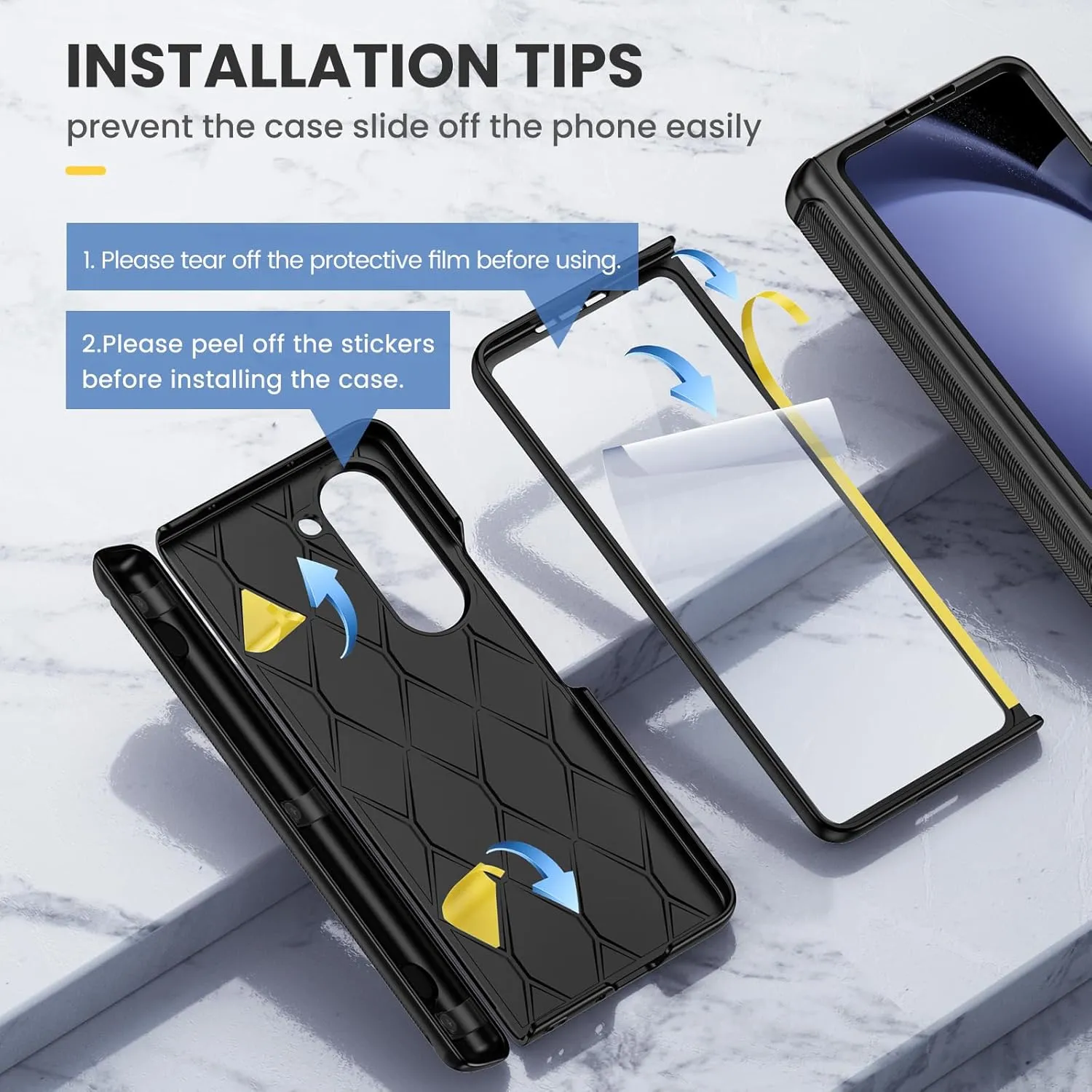 Ruky for Galaxy Z Fold 5 Case, with Magnetic Kickstand and Hinge Protection, Full Body Cases Built-in Screen Protector, PU Leather Phone Case for Samsung Galaxy Z Fold 5, Carbon Fiber
