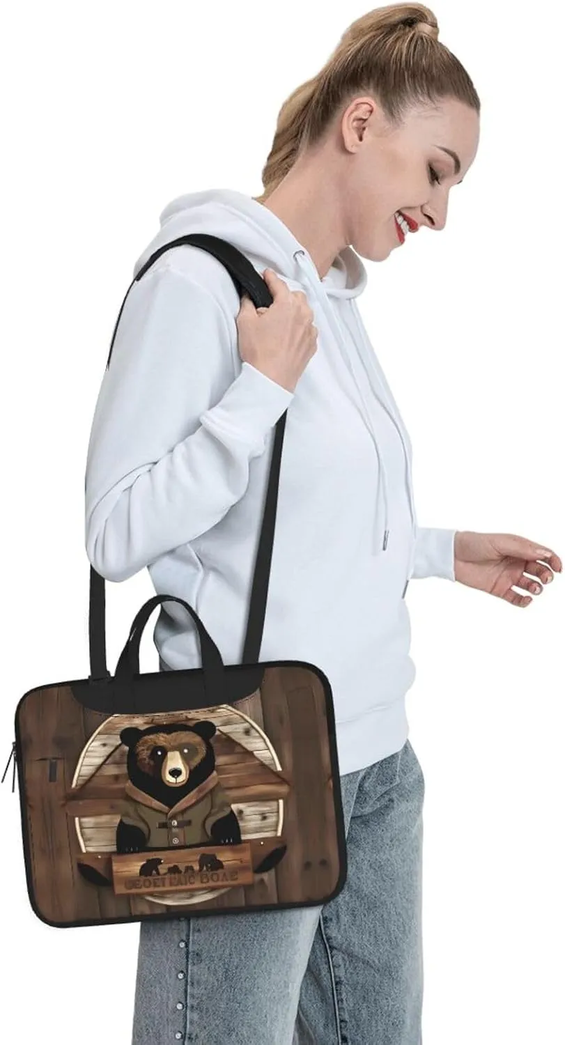 Rustic Lodge Bear Prints Laptop Bag - with Soft Interior, Multiple Pockets - Ideal for Men, Travel and Business