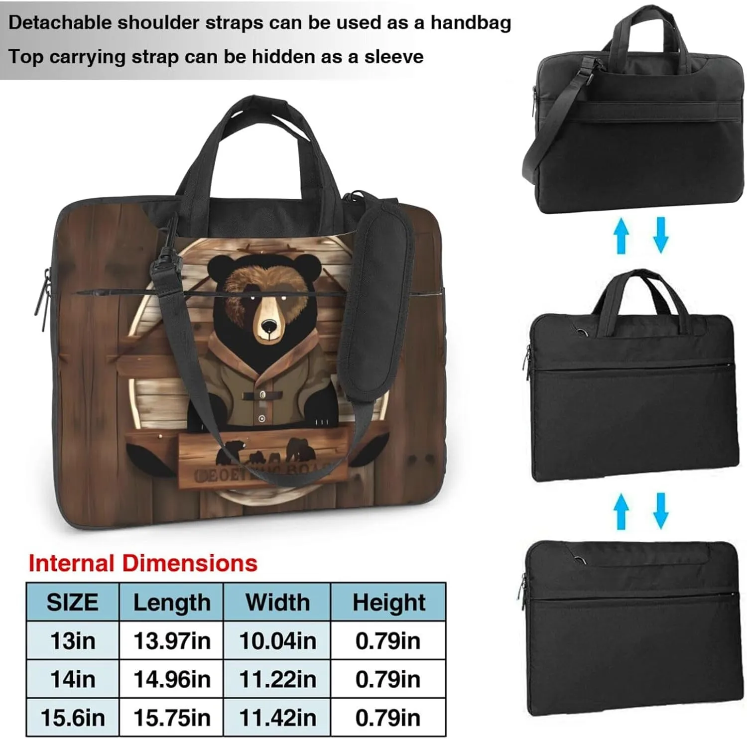 Rustic Lodge Bear Prints Laptop Bag - with Soft Interior, Multiple Pockets - Ideal for Men, Travel and Business