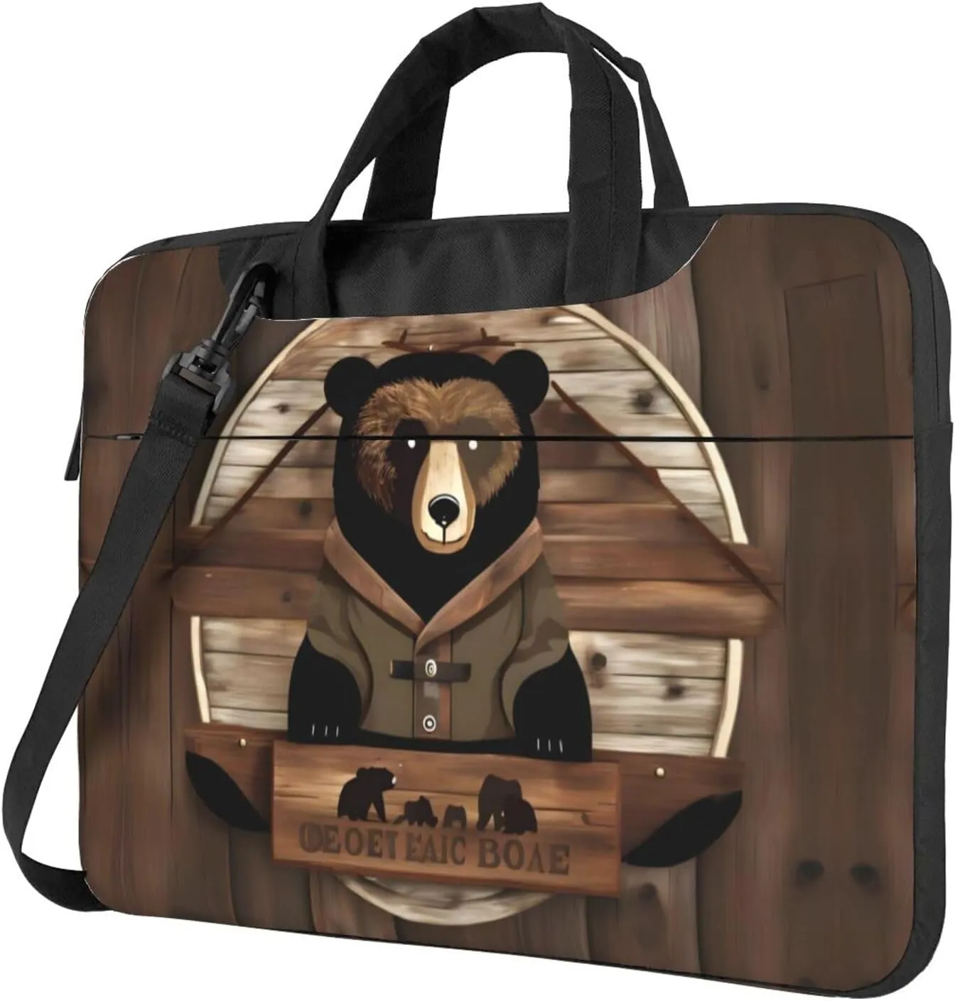 Rustic Lodge Bear Prints Laptop Bag - with Soft Interior, Multiple Pockets - Ideal for Men, Travel and Business