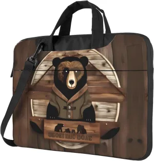 Rustic Lodge Bear Prints Laptop Bag - with Soft Interior, Multiple Pockets - Ideal for Men, Travel and Business