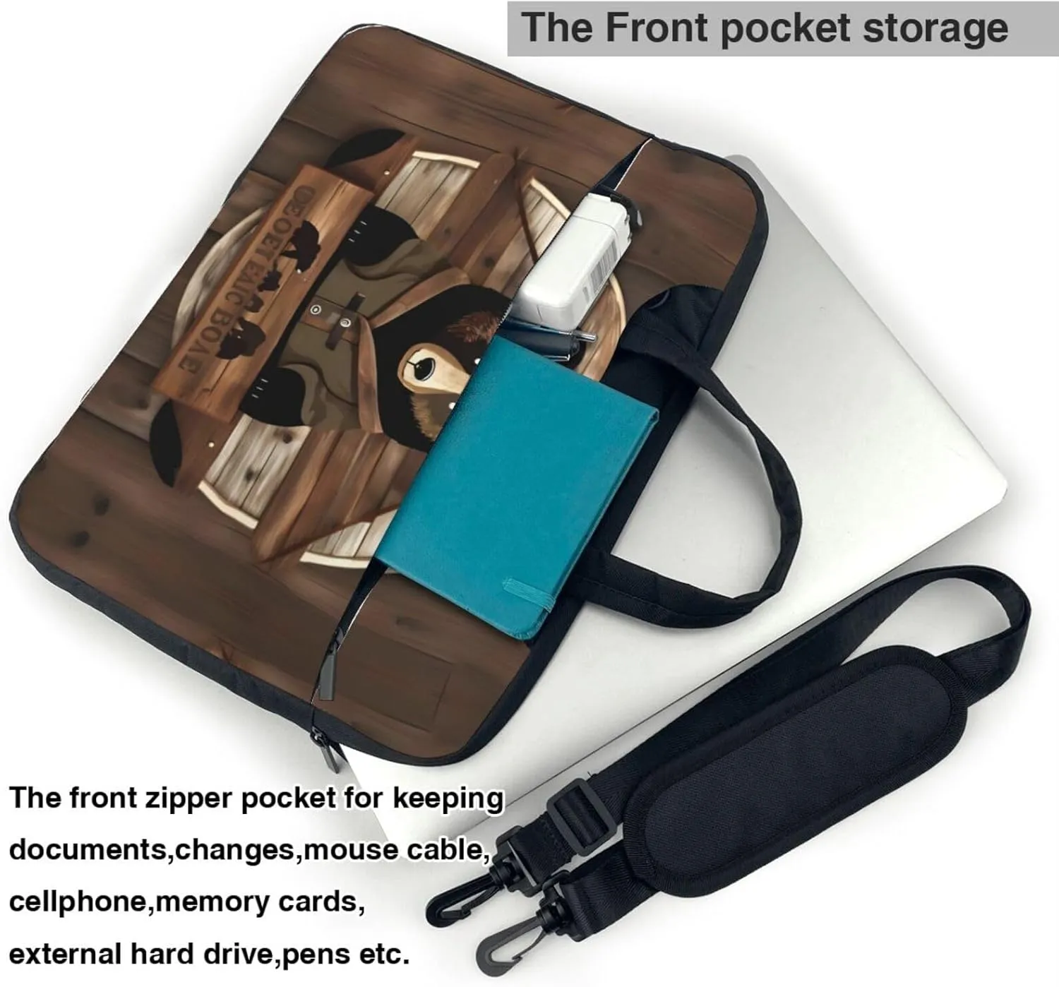 Rustic Lodge Bear Prints Laptop Bag - with Soft Interior, Multiple Pockets - Ideal for Men, Travel and Business