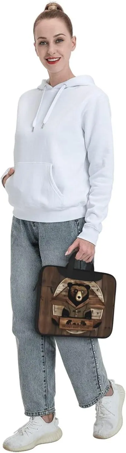 Rustic Lodge Bear Prints Laptop Bag - with Soft Interior, Multiple Pockets - Ideal for Men, Travel and Business