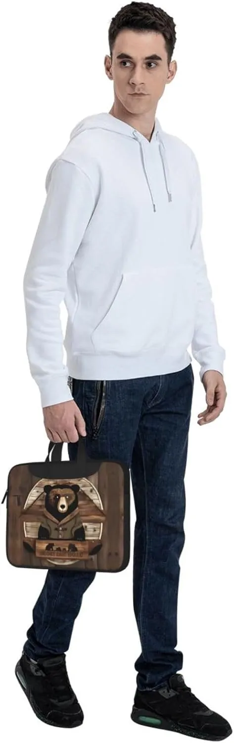 Rustic Lodge Bear Prints Laptop Bag - with Soft Interior, Multiple Pockets - Ideal for Men, Travel and Business