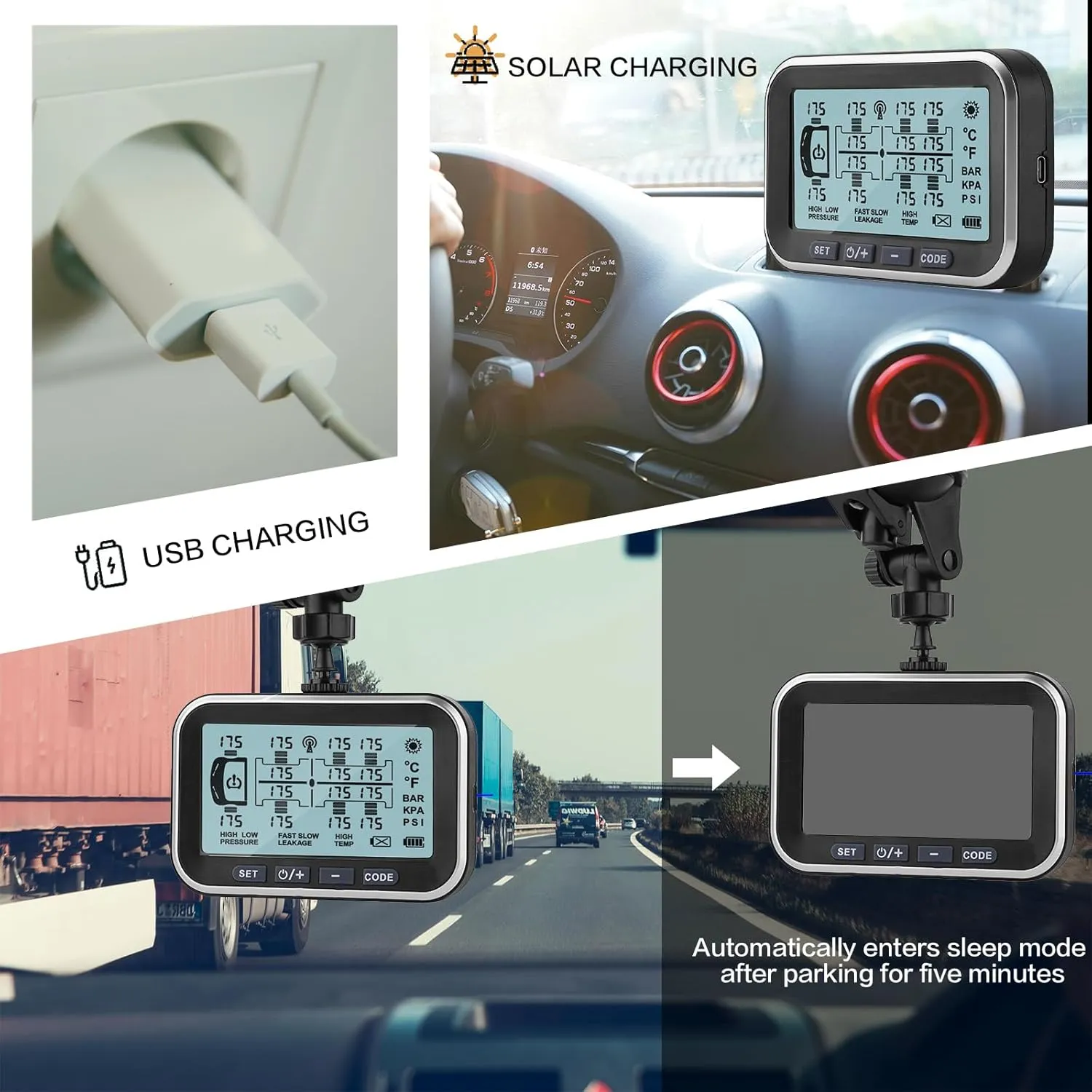 RV Tire Pressure Monitoring System, (0-199PSI) TM6 Trailer TPMS with 14 Sensors, 6 Alert Modes, Signal Booster, Long Distance Signal Transmission, for RV Trailer Truck semi-Trailer (14 Sensors)