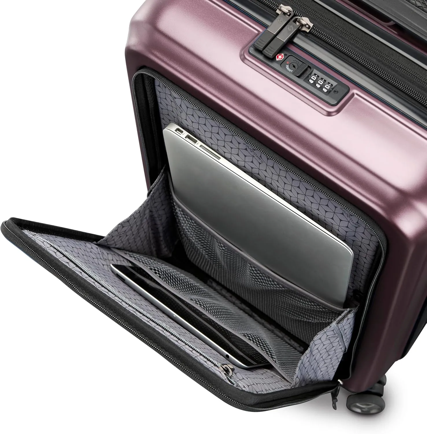 Samsonite Carry-On Pro Front Pocket Hardside Expandable 21-Inch Octiv Luggage: Durable & Impact Resistant, 360° Aero Trac Spinner Wheels, Adjustable Telescopic Handle, TSA Approved Lock - Purple