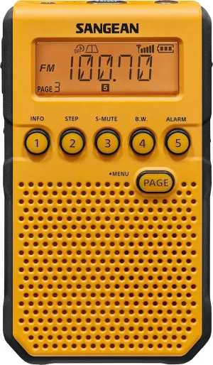 Sangean DT-800YL NOAA Weather Alert Pocket Radio, AM/FM, Yellow