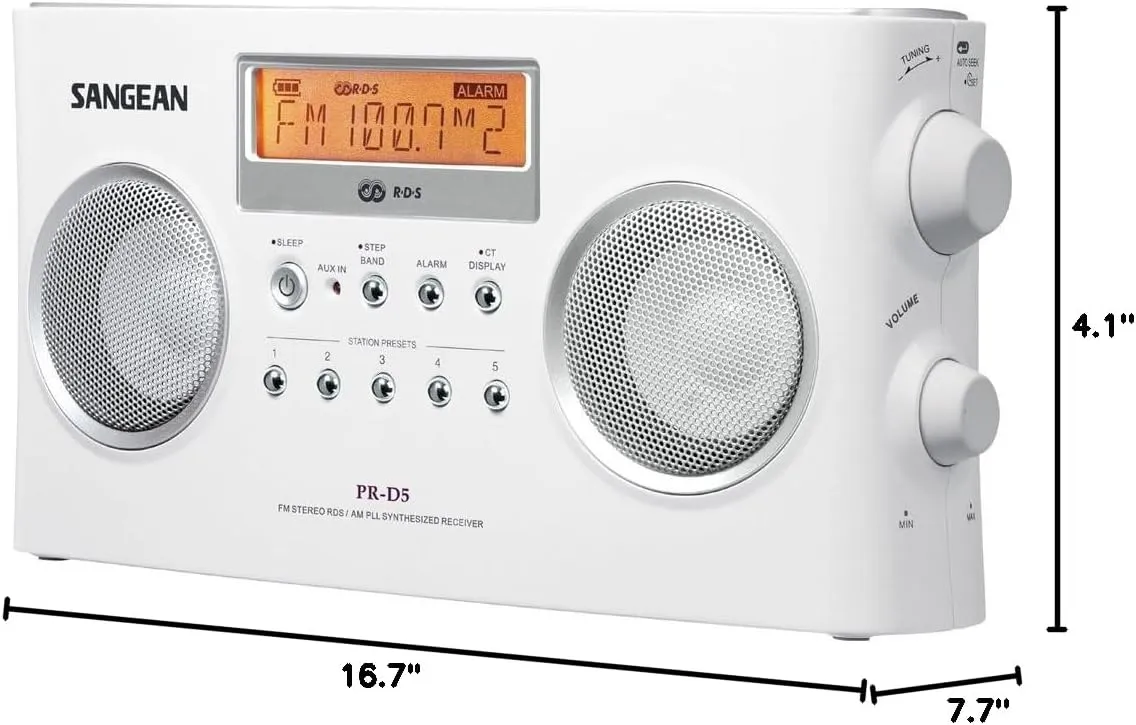 Sangean PR-D5 AM/FM-RBDS Portable Radio with Digital Tuning