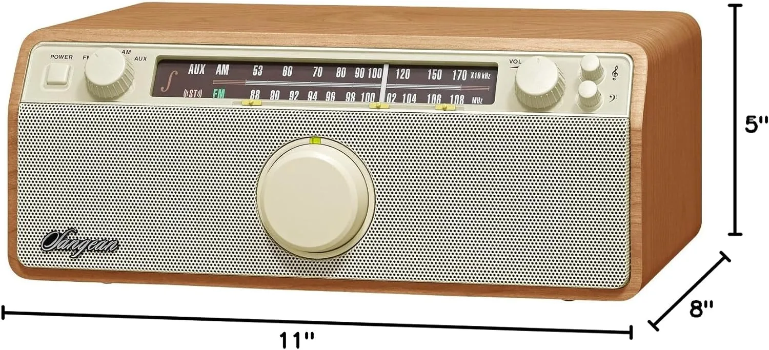 Sangean WR-12 AM/FM/Aux-in Stereo Analog Wooden Cabinet Radio (Walnut)
