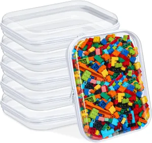 Sanwuta 6 Pcs Clear Hard Zipper Case Hard Plastic Zipper Pouches Makeup Bag Transparent Cases for Snacks Plastic Storage Organizer Portable Box for Travel