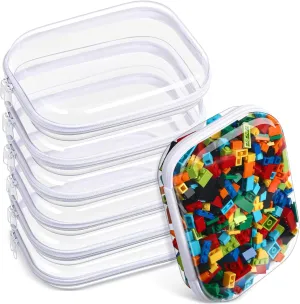 Sanwuta 6 Pcs Clear Hard Zipper Case Hard Plastic Zipper Pouches Makeup Bag Transparent Cases for Snacks Plastic Storage Organizer Portable Box for Travel