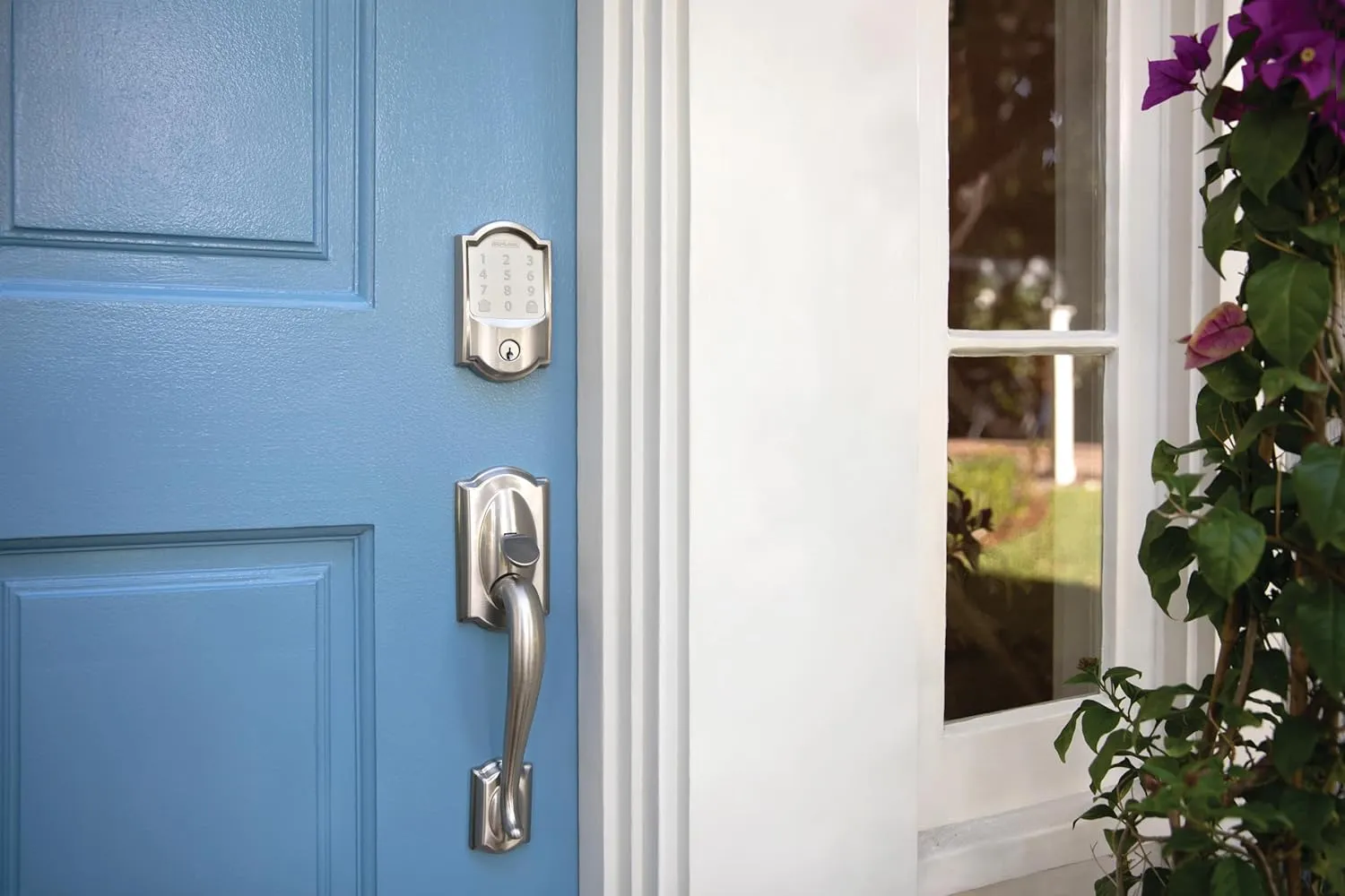 Schlage Encode Smart WiFi Deadbolt Lock for Front Door - Keyless Entry with App or Touchscreen - Works with Alexa, Apple HomeKit, Hey Google, & Airbnb - Create Codes for Guests - Satin Nickel Silver