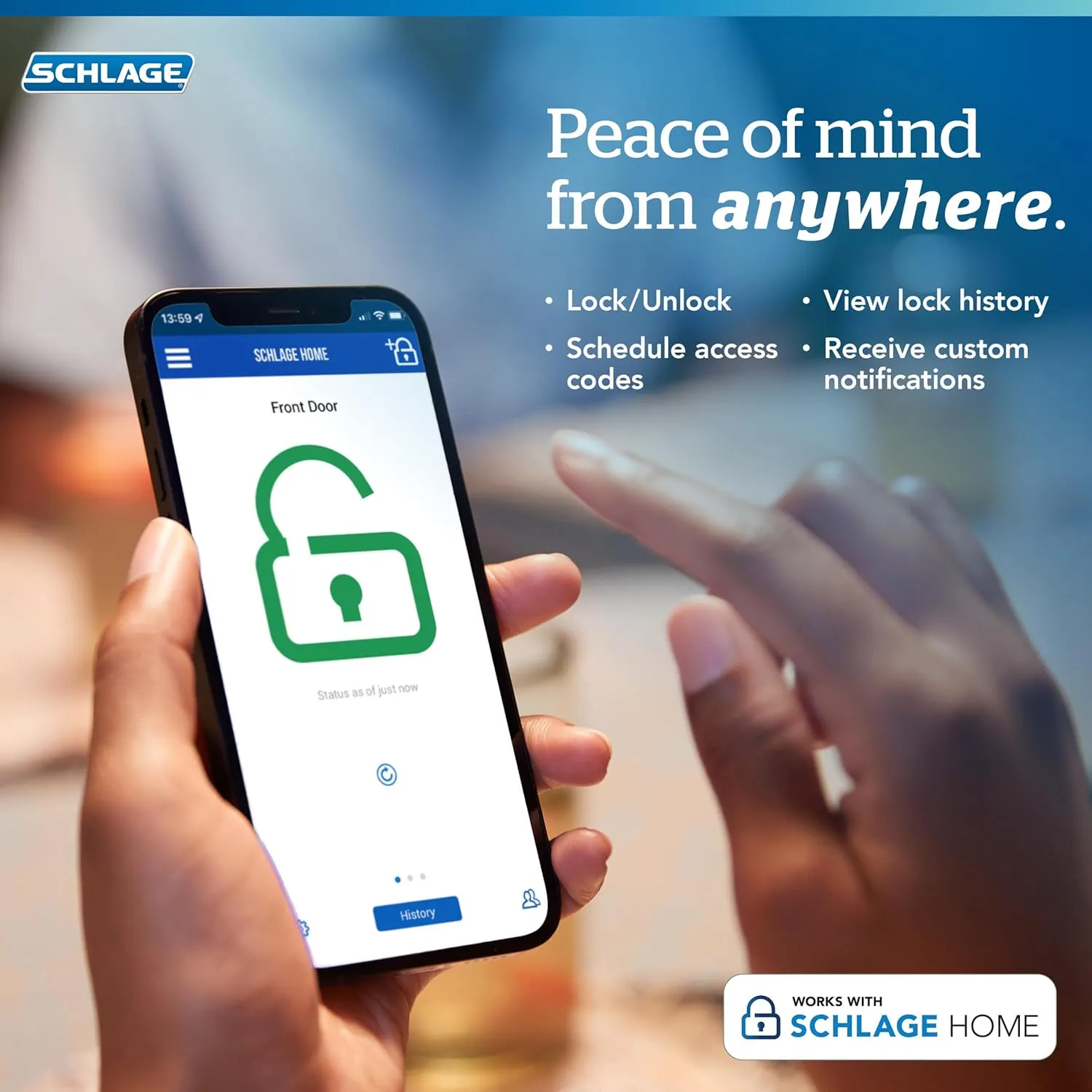 Schlage Encode Smart WiFi Deadbolt Lock for Front Door - Keyless Entry with App or Touchscreen - Works with Alexa, Hey Google, & Airbnb - Create Codes for Guests - Matte Black
