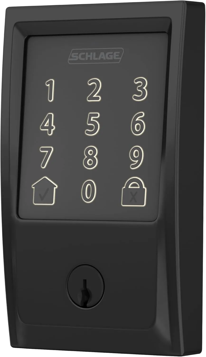 Schlage Encode Smart WiFi Deadbolt Lock for Front Door - Keyless Entry with App or Touchscreen - Works with Alexa, Hey Google, & Airbnb - Create Codes for Guests - Matte Black