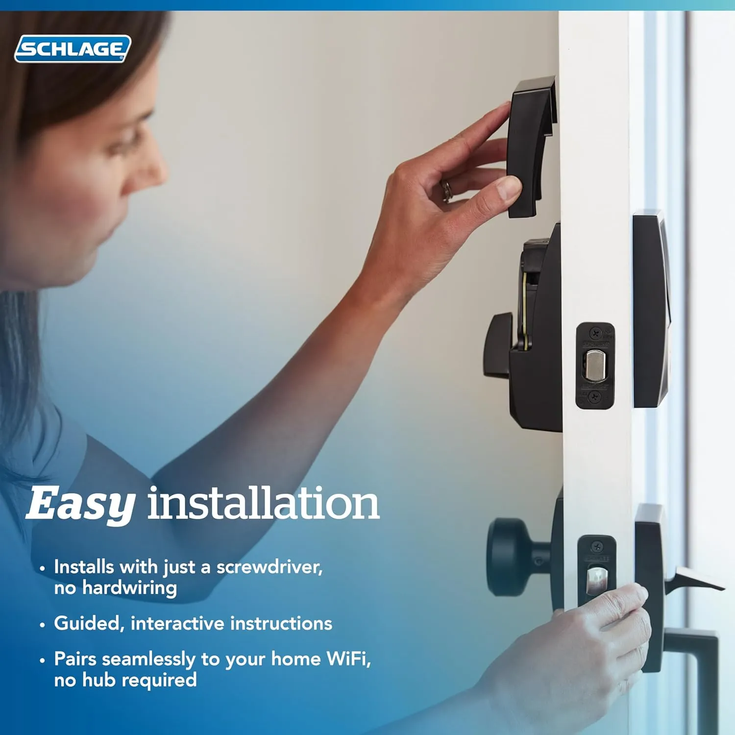 Schlage Encode Smart WiFi Deadbolt Lock for Front Door - Keyless Entry with App or Touchscreen - Works with Alexa, Hey Google, & Airbnb - Create Codes for Guests - Matte Black