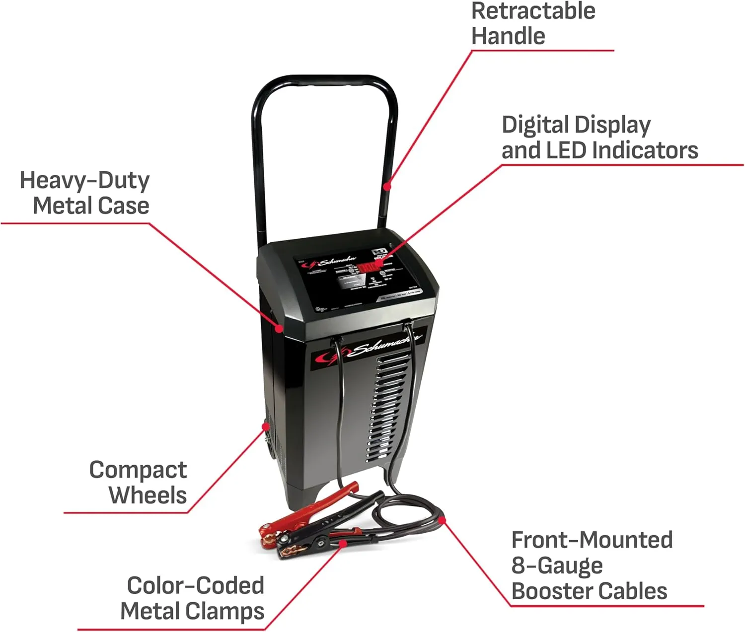 Schumacher Electric Fully Automatic Battery Charger & Engine Starter - 6/12 Volt Car Battery Charger, 200 Amp Engine Start & 40 Amp Boost - Alternator Tester with Multi-Stage Charging SC1309