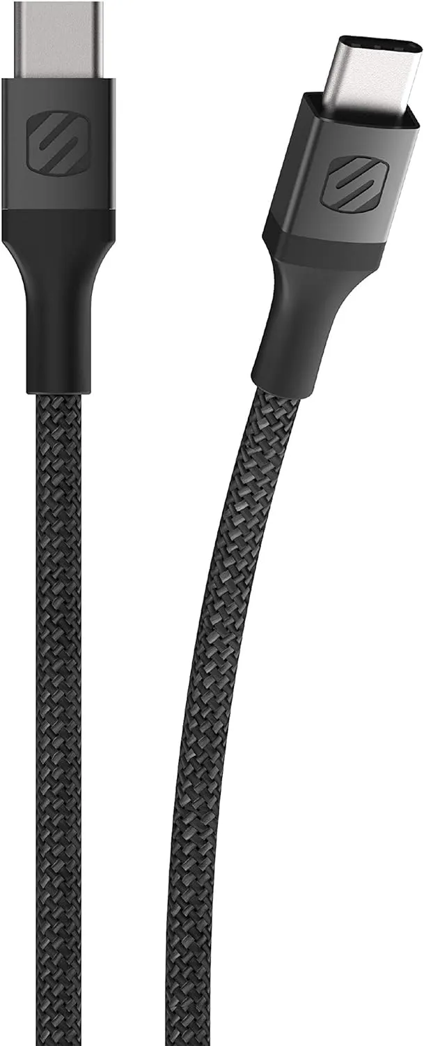 Scosche CCB4SG-SP Strikeline Premium USB-C to USB-C Sync Braided Charging Cable, 4 feet, Space Gray