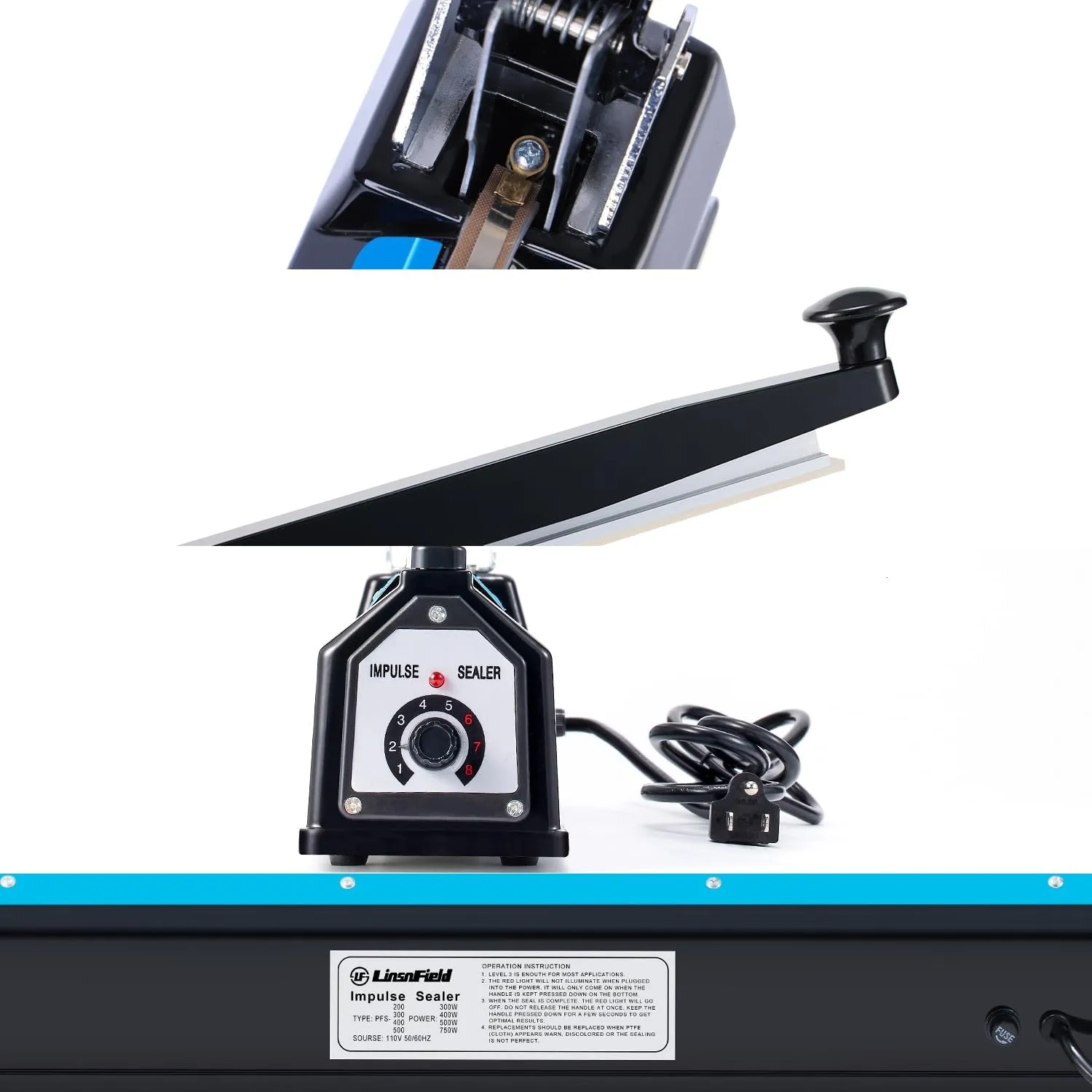 Sealer Pro, Patented 12inch Impulse Heat Bag Sealer, 7mm Sealing Width Poly Bag Seal Machine, 2 Replacement Kits 1 Extra Fuse Included, Black