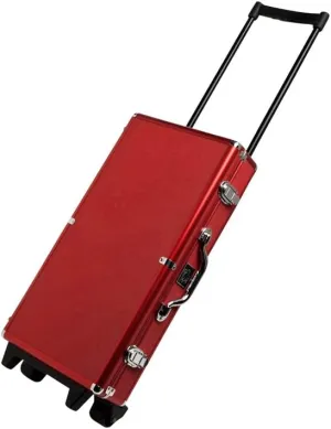 Set - Modern Wheeled Aluminum Case - (Ivory Tiles - Pusher Arms - Red) American Mahjong Game Set