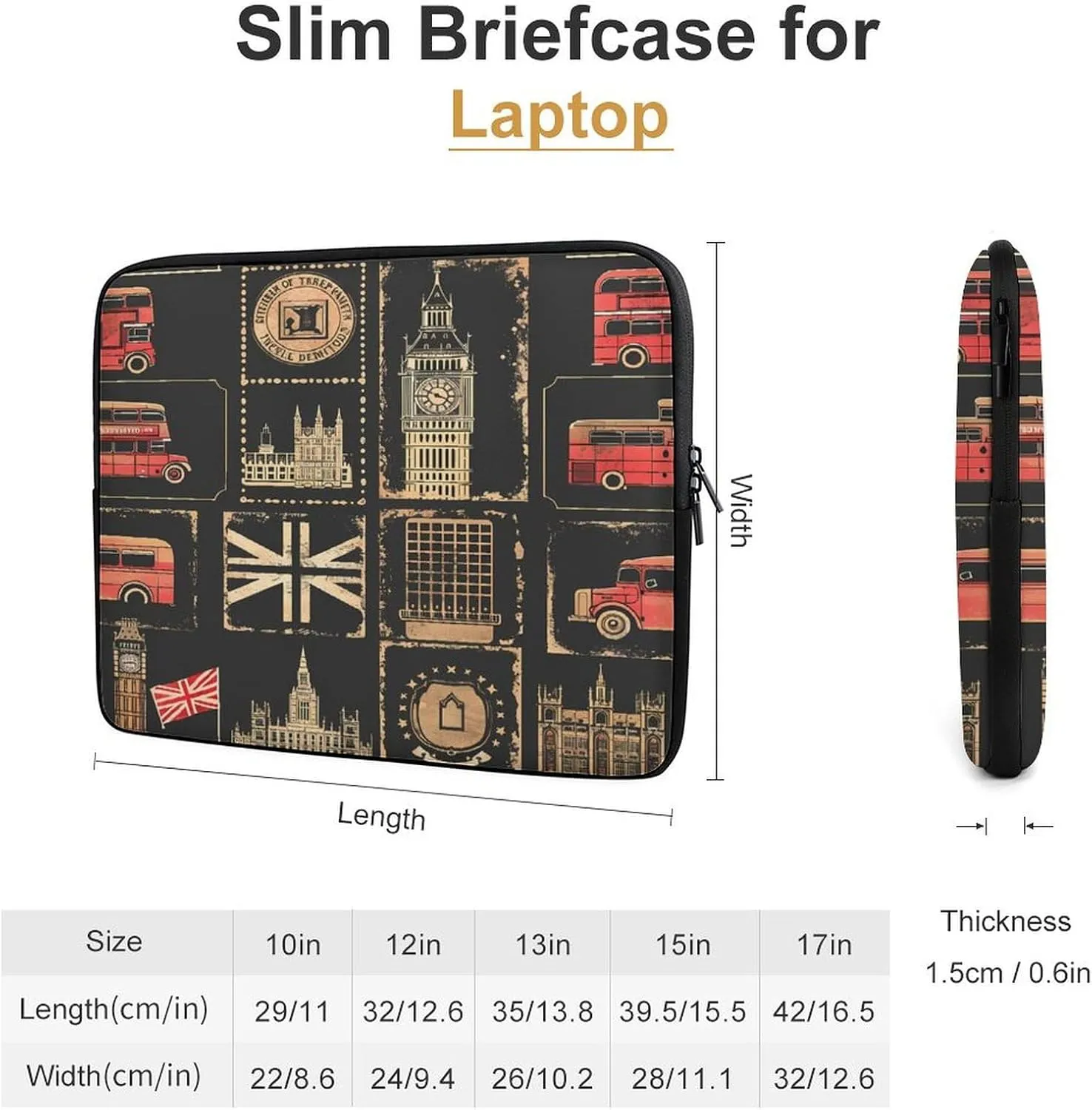 Set of Stamps with The Union Jack Laptop Sleeve Bag Notebook Computer Pocket Case Tablet Briefcase Laptop Carrying Case 17inch