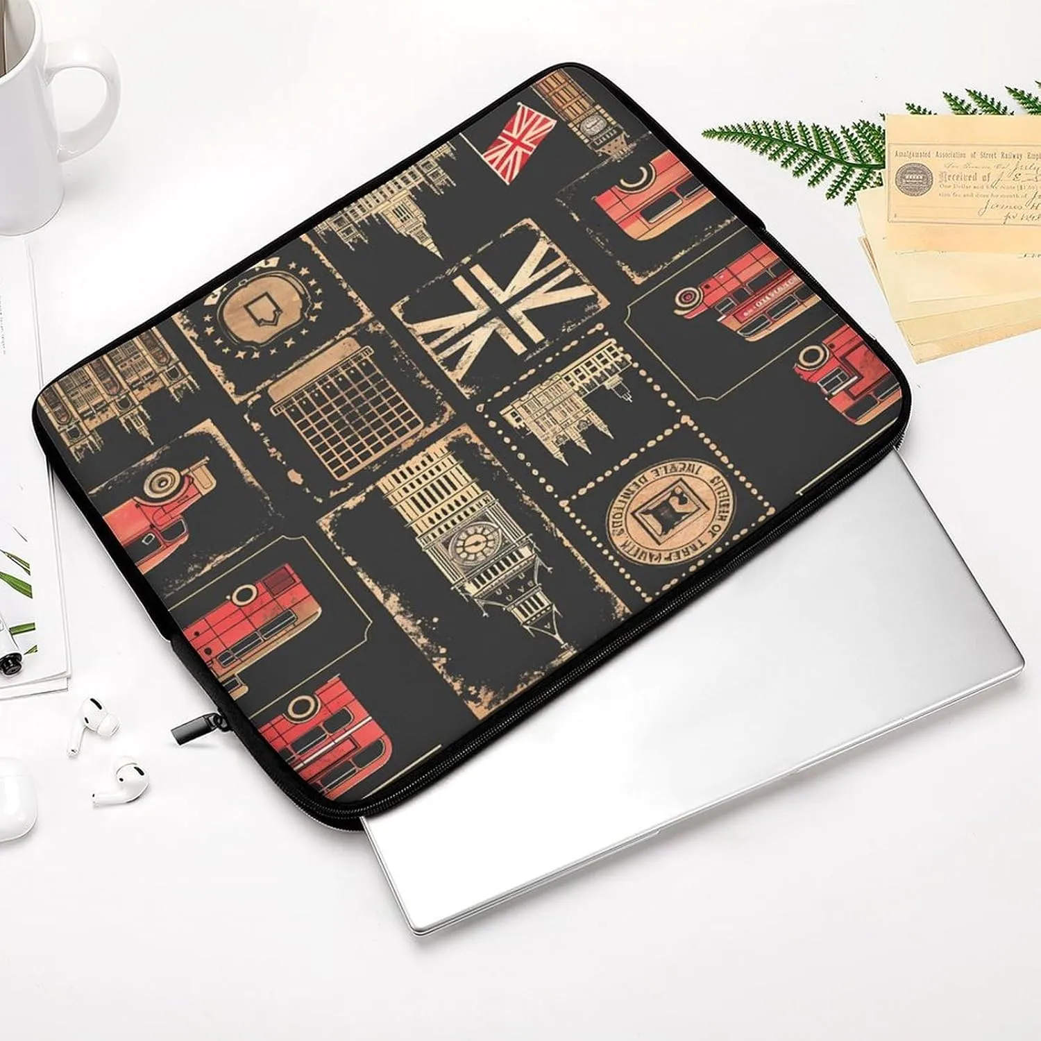 Set of Stamps with The Union Jack Laptop Sleeve Bag Notebook Computer Pocket Case Tablet Briefcase Laptop Carrying Case 17inch