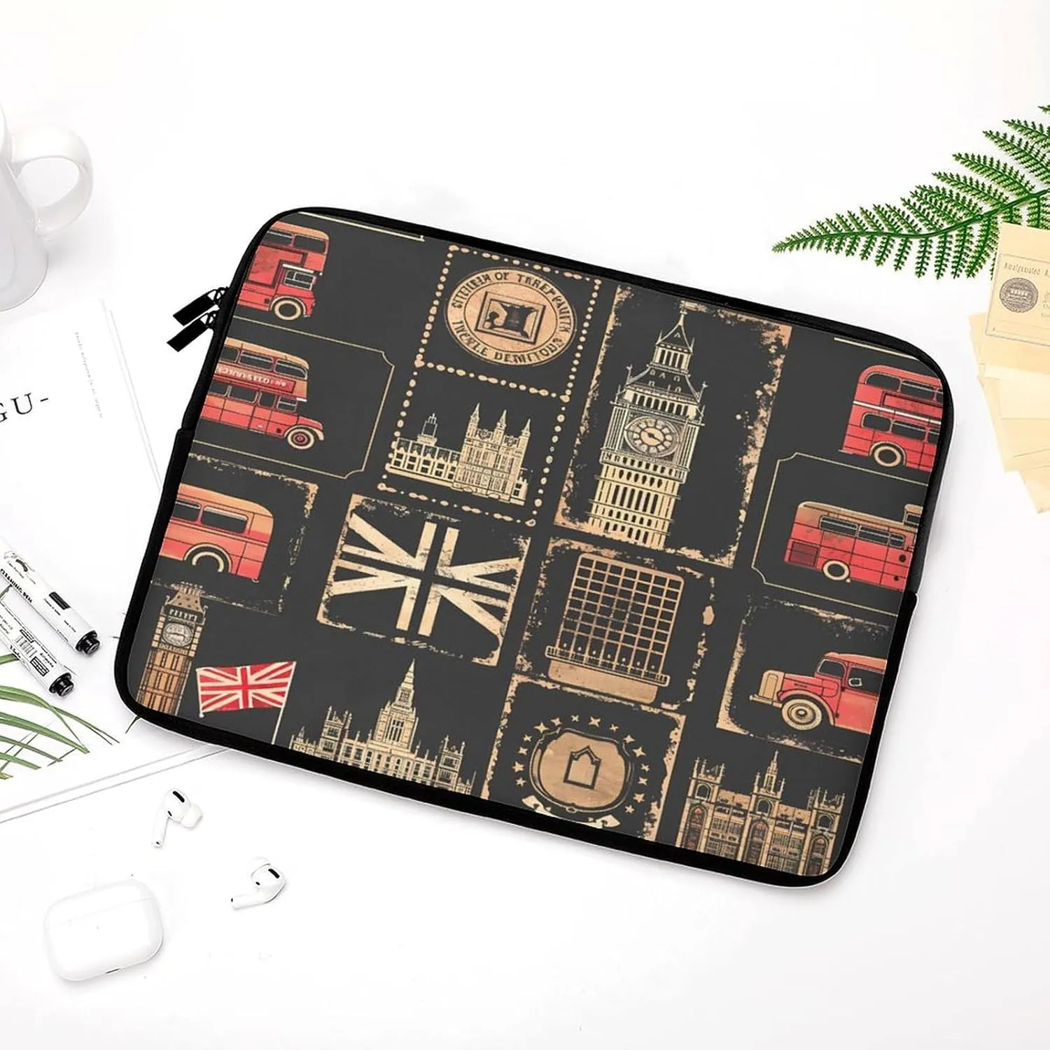 Set of Stamps with The Union Jack Laptop Sleeve Bag Notebook Computer Pocket Case Tablet Briefcase Laptop Carrying Case 17inch