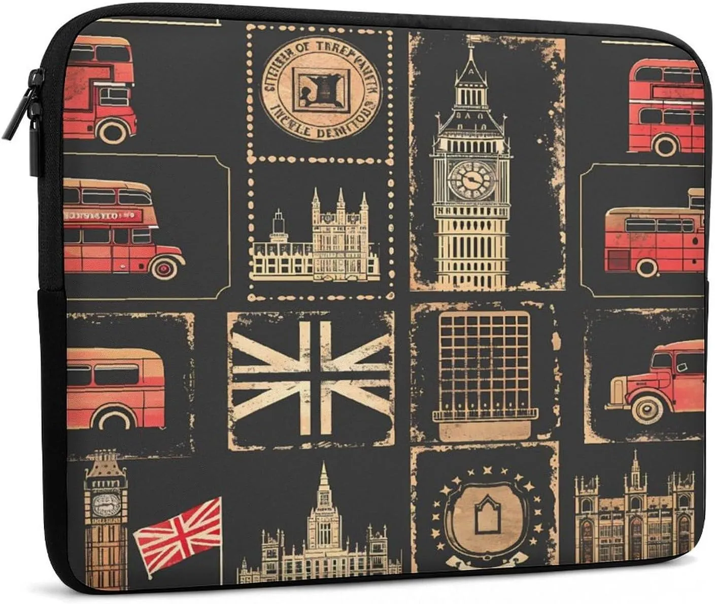 Set of Stamps with The Union Jack Laptop Sleeve Bag Notebook Computer Pocket Case Tablet Briefcase Laptop Carrying Case 17inch