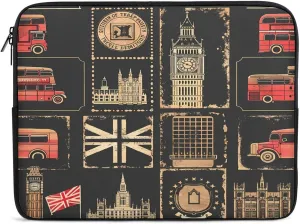 Set of Stamps with The Union Jack Laptop Sleeve Bag Notebook Computer Pocket Case Tablet Briefcase Laptop Carrying Case 17inch