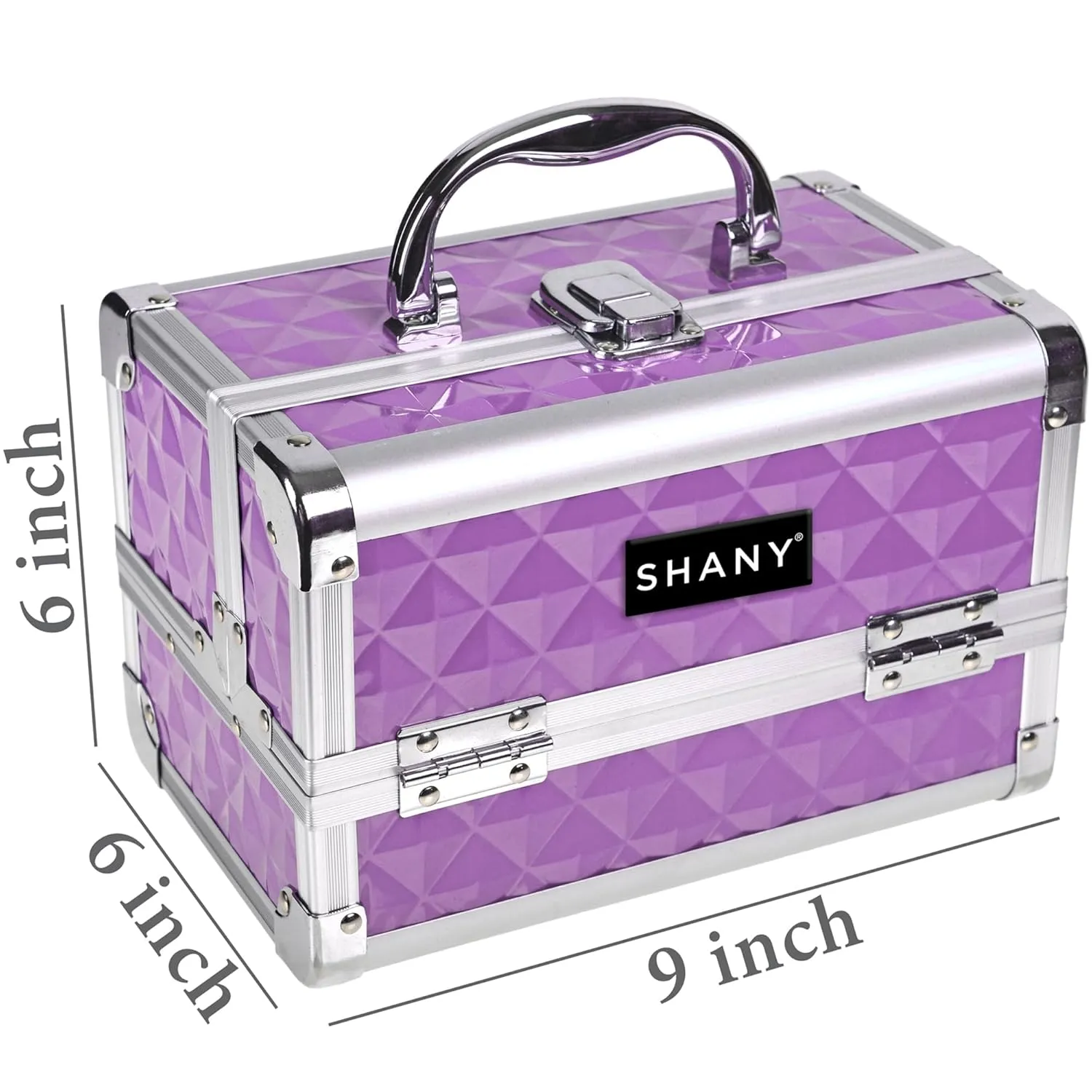 SHANY Chic Makeup Train Case Cosmetic Box Portable Makeup Case Cosmetics Beauty Organizer Jewelry storage with Locks, Multi trays Makeup Storage Box with Makeup Mirror - Purple