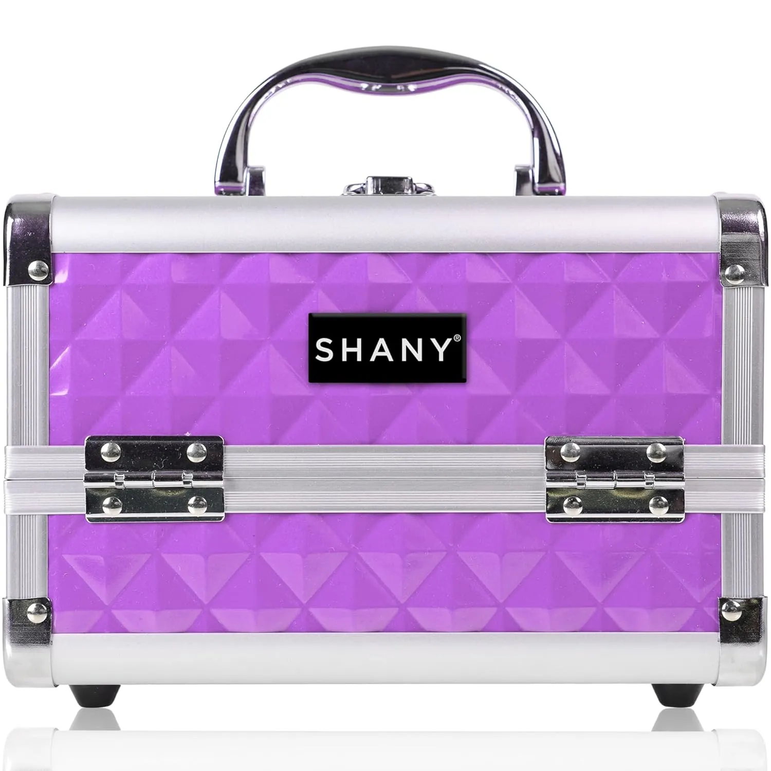SHANY Chic Makeup Train Case Cosmetic Box Portable Makeup Case Cosmetics Beauty Organizer Jewelry storage with Locks, Multi trays Makeup Storage Box with Makeup Mirror - Purple
