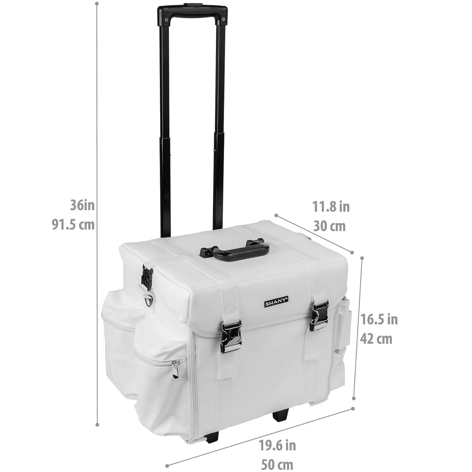 SHANY Makeup Artist Soft Rolling Trolley Cosmetic Case with Free Set of Mesh Bag Makeup Organizer - Travel Rolling Makeup Bag - Frozen Yogurt