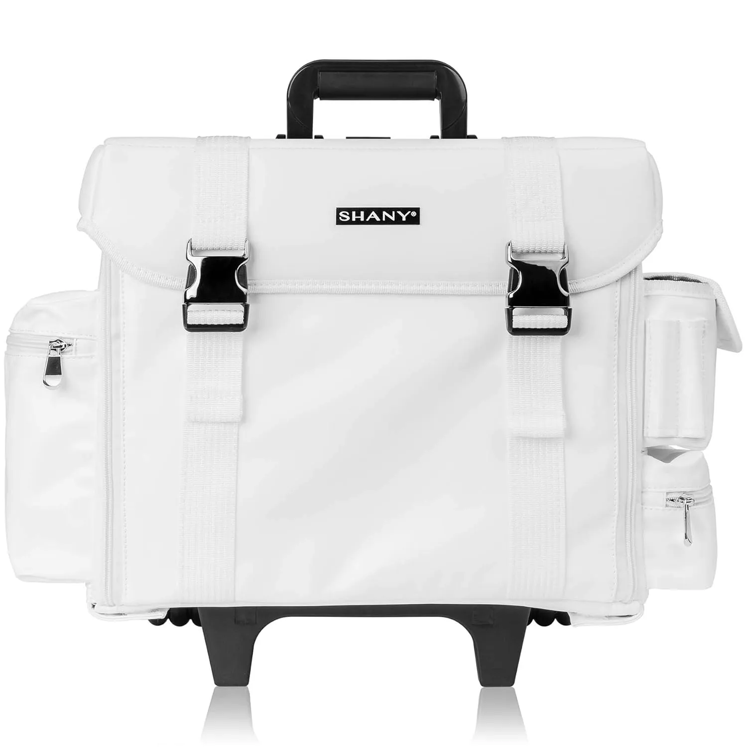 SHANY Makeup Artist Soft Rolling Trolley Cosmetic Case with Free Set of Mesh Bag Makeup Organizer - Travel Rolling Makeup Bag - Frozen Yogurt
