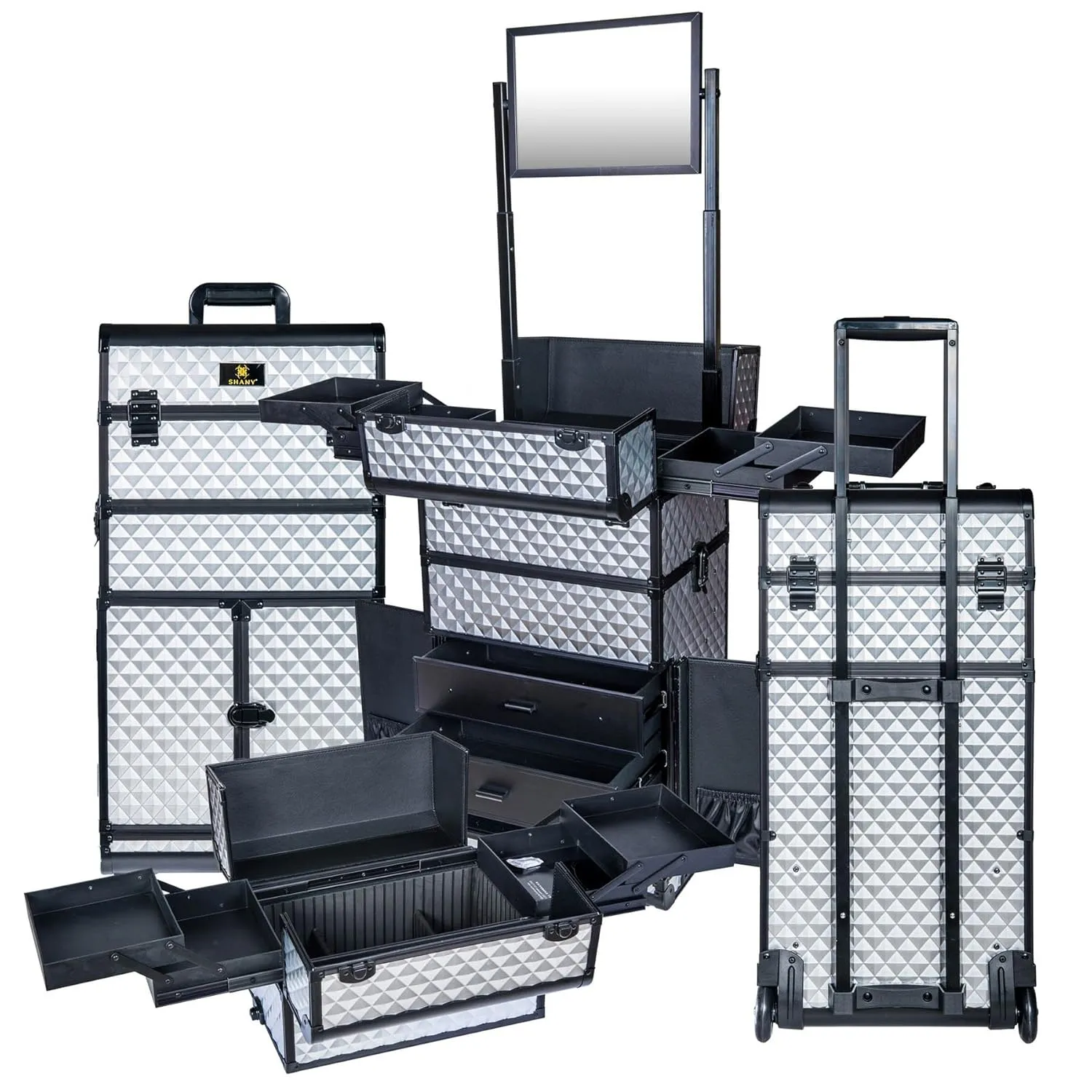 SHANY REBEL Series Pro Makeup Artists Rolling Train Case - Trolley Case - Metallic Bond