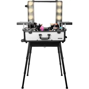 SHANY Studio ToGo Wheeled Trolley Makeup Case & Organizer with Light - Off White