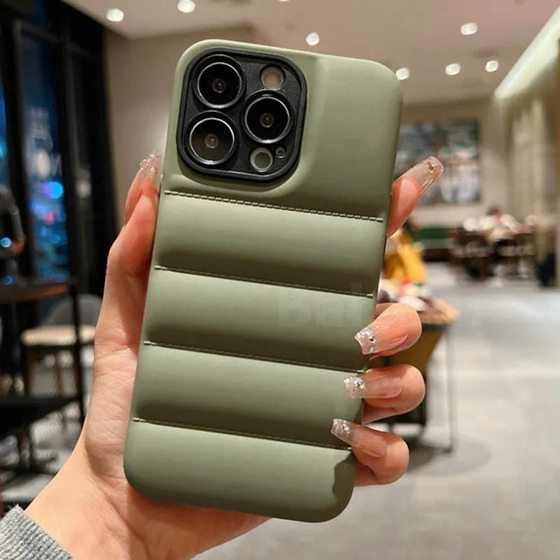 Shockproof Soft Silicone Down Jacket Case For iPhone
